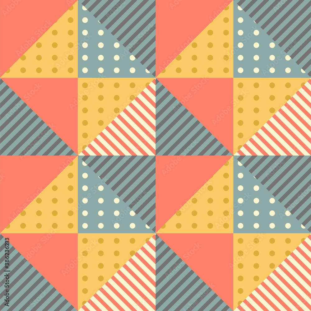 Obraz premium Triangles, dots and lines seamless vector pattern.