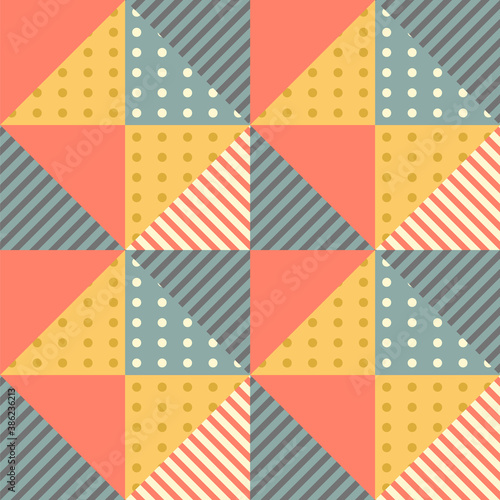 Triangles, dots and lines seamless vector pattern.