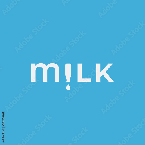 Milk logo with milk bottle on blue background