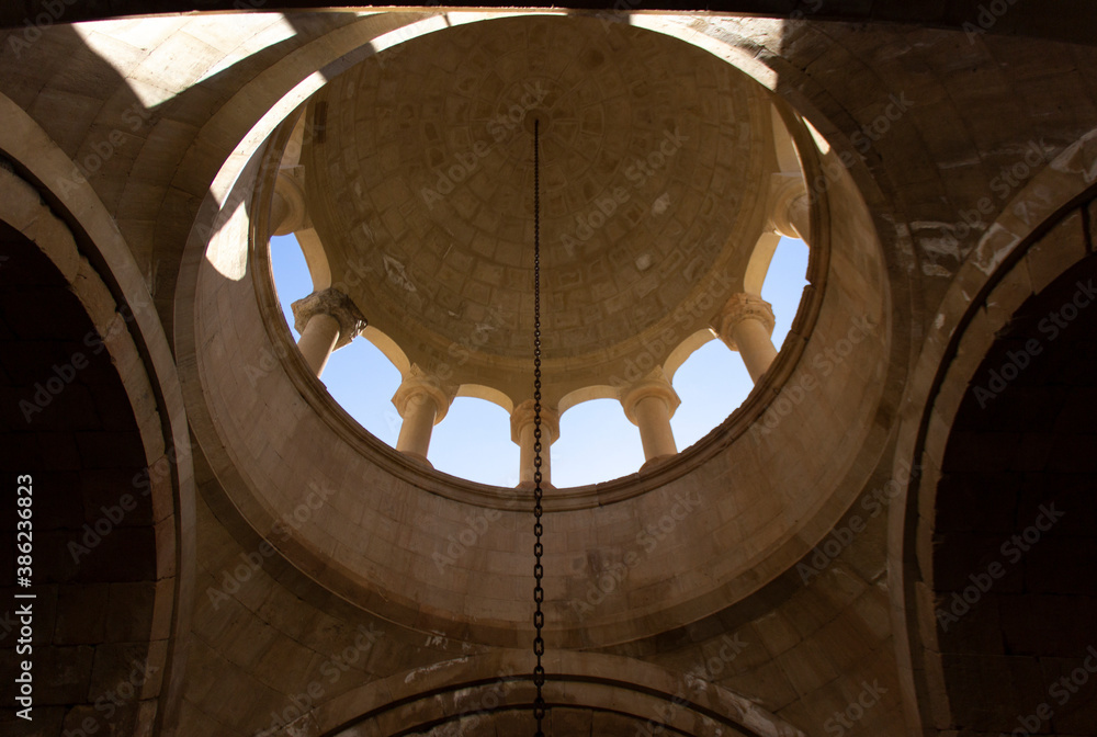 The roof of Noravank church is painted from inside