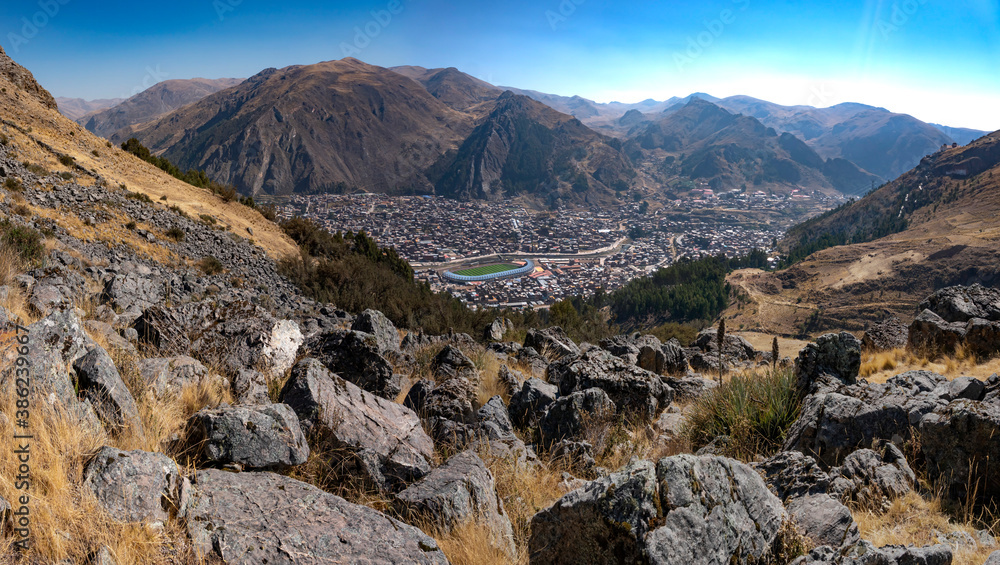 Fototapeta premium sunny day in the morning in the city of huancavelica, peru