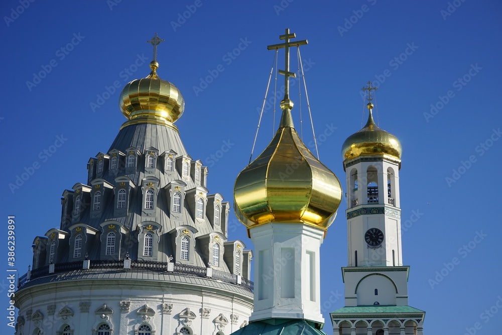 domes of the new Jerusalem monastery on a sunny day