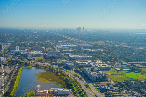 Aerial view of Tampa, st petersburg and clearwater in Florida, USA