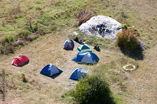 Several tents set up in the tourist camp