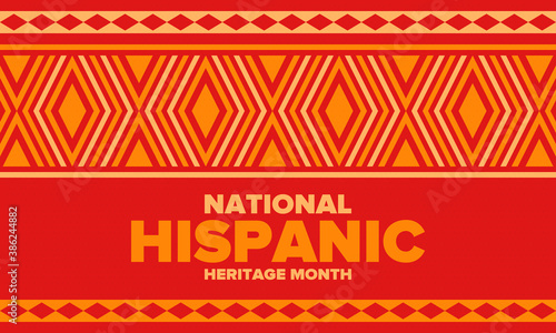 National Hispanic Heritage Month in September and October. Hispanic and Latino Americans culture. Celebrate annual in United States. Poster, card, banner and background. Vector illustration