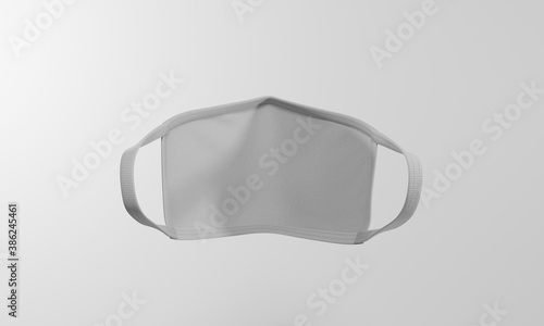 white face mask white background rear view