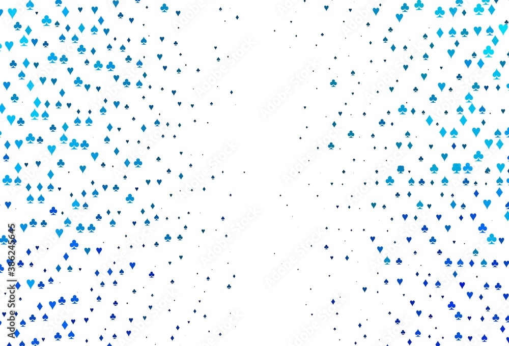 Obraz premium Light BLUE vector texture with playing cards.