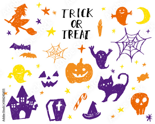 色鉛筆タッチのハロウィン素材