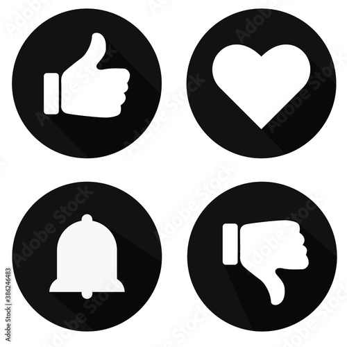 Vector illustration. Thumb up and down, notification icon, flat icon. Vector icons for social networks, website interface, icons for bloggers.