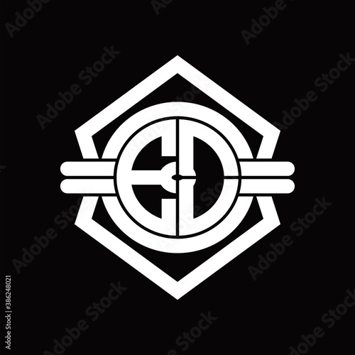 Bilde på lerret ED logo monogram with circle shape isolated hexagon emblem rounded design templa