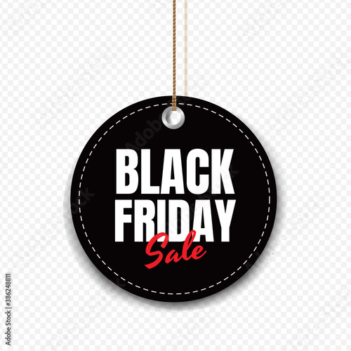 Black Friday Sale Tag Isolated Transparent Background With Gradient Mesh, Vector Illustration