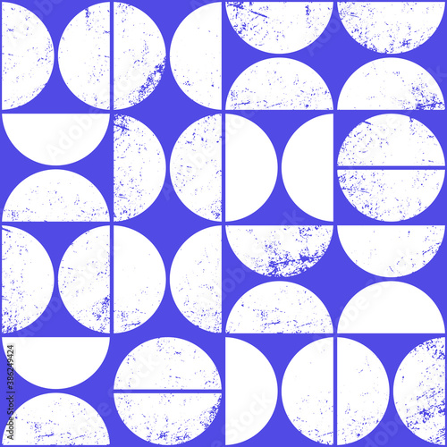 Colorful geometric seamless pattern in Scandinavian style. Modern abstract grunge background with semicircles.