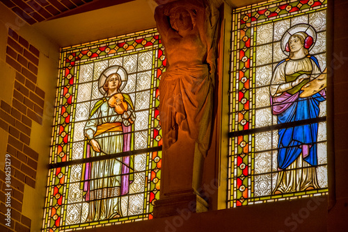 Photography Colorful stained glass windows at the Rijksmuseum in Amsterdam, Holland