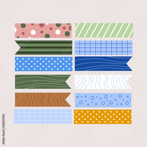 Set of washi tapes vector photo