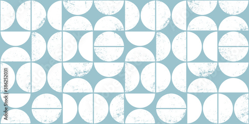 Monochrome geometric seamless pattern in Scandinavian style. Modern abstract grunge background with semicircles.