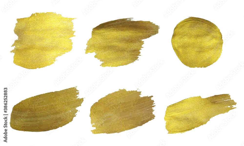 Golden Paint Set Isolated White Background, Vector Illustration