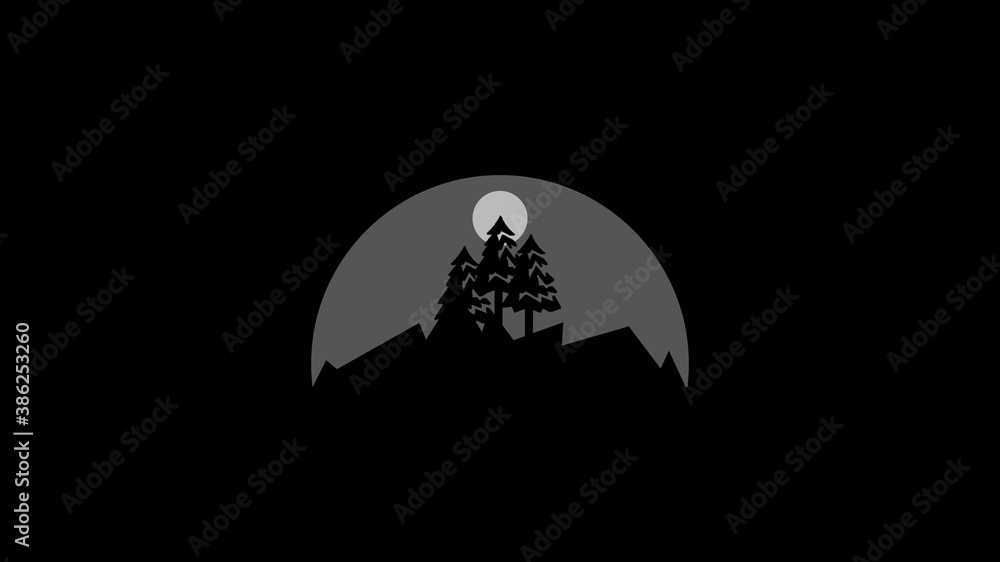 A Nice Wallpaper About Moon and Pine Trees 