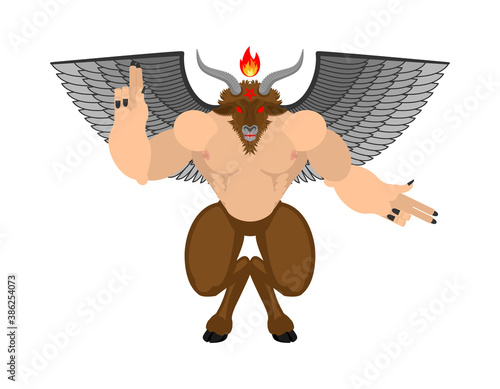 Baphomet Demon. Satanic symbol. Satan with goat head. Devil symbol pentagram.