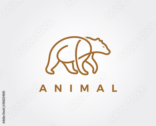 minimal bear logo template - vector illustration