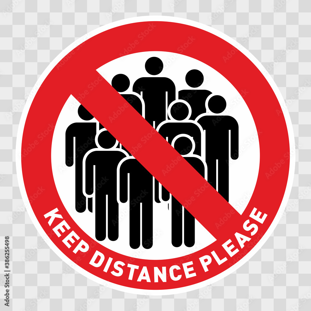 Keep Social Distance please Instruction Icon against the Spread of the Novel Coronavirus Covid-19. Vector Image.