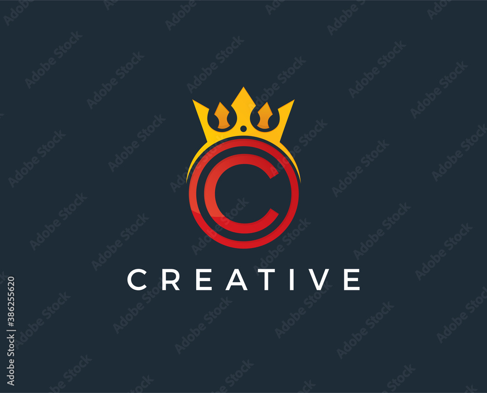 minimal letter c crown logo template - vector illustration minimal letter c crown logo template - vector illustration