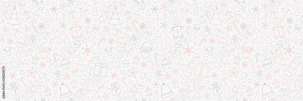 Christmas texture with ornaments. Xmas seamless pattern. Vector
