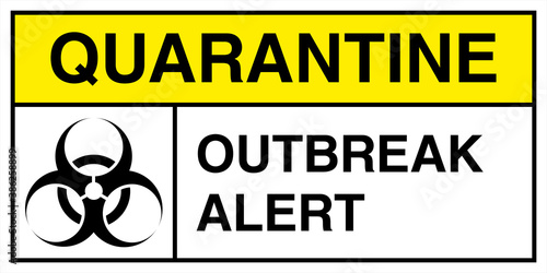 Outbreak alert by the coronavirus sign in the color of bacteriological danger.