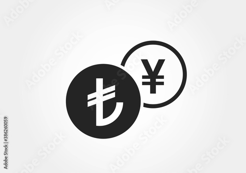 turkish lira to japanese yen currency exchange icon. money exchange symbol