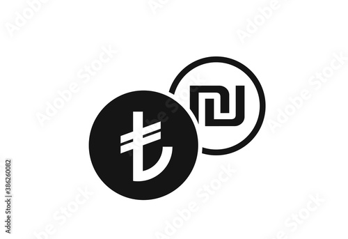 turkish lira to israeli sheqel currency exchange icon. money exchange symbol