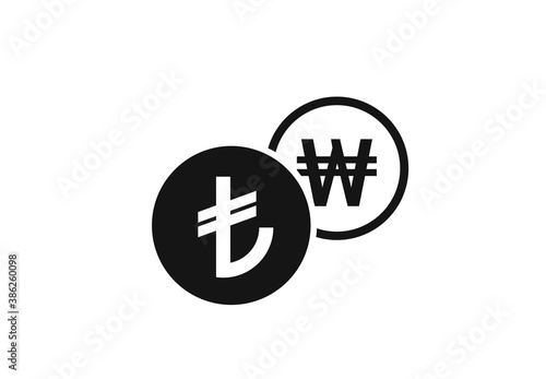 turkish lira to korean won currency exchange icon. banking transfer symbol