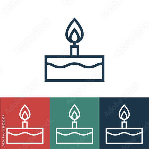 Line icon cake with one candle