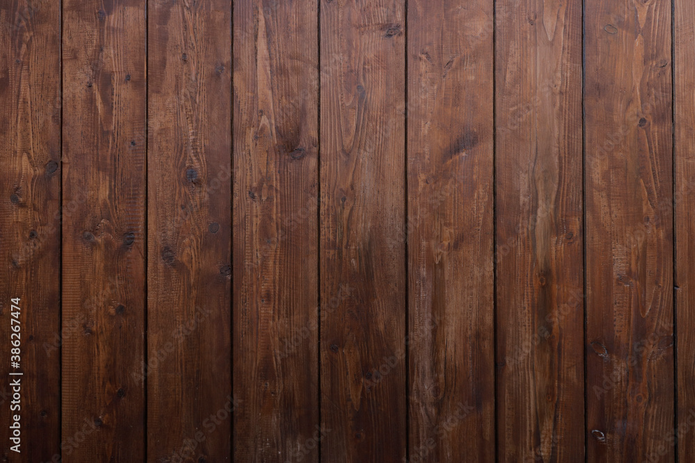 Naklejka premium Beautiful brown wooden plank, natrual hardwood weathered, space for text. close up and no person 