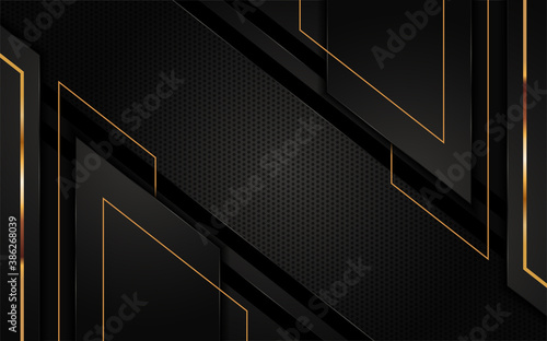 Modern abstract black background combine with golden lines element.