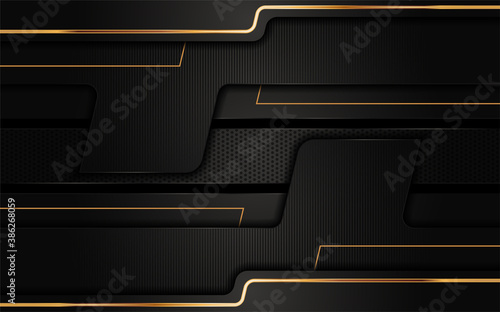 Modern abstract black background combine with golden lines element.