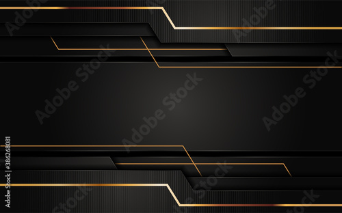 Modern abstract black background combine with golden lines element.