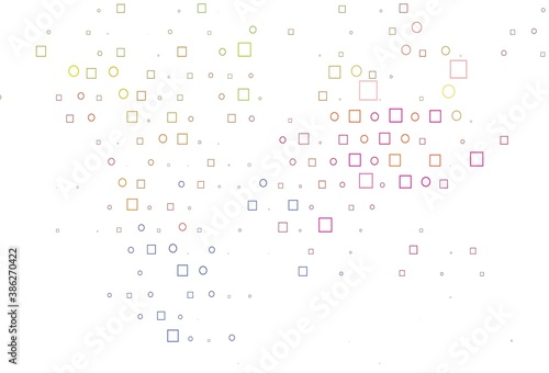 Light Multicolor, Rainbow vector background with circles, rectangles.