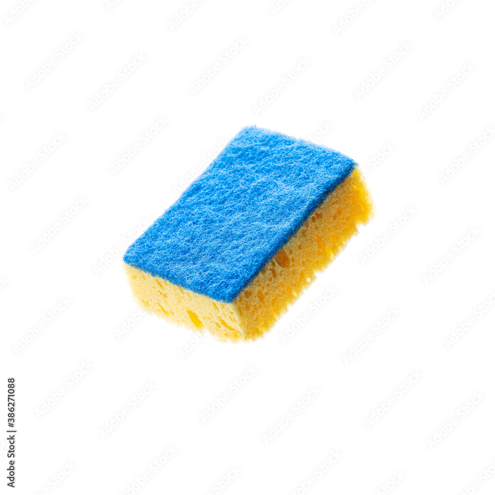 yellow washing sponge isolated on a white background. studio shot. cleaning and washing concept yellow washing sponge isolated on a white background. studio shot. cleaning and washing concept