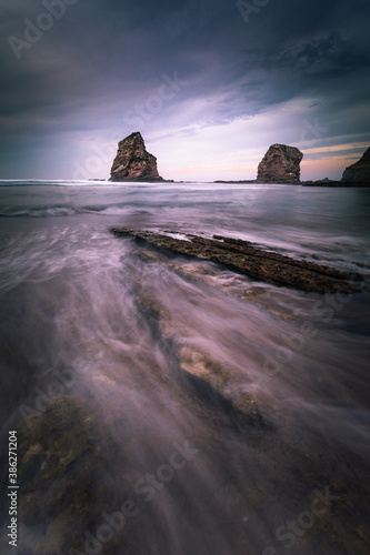 The famous twin rocks at Hendaia's coast, Basque Country.   © Jorge Argazkiak