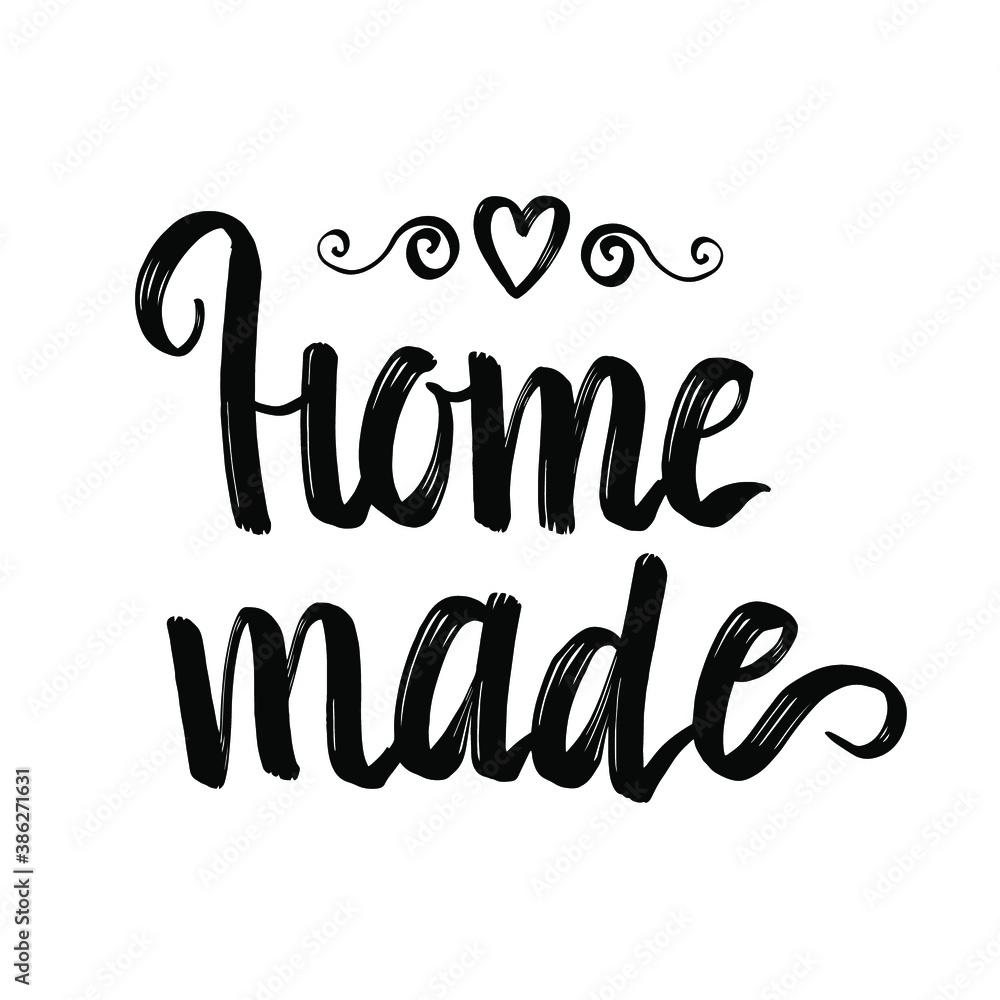 Lettering home made with a black brush. Signature for handicrafts, creative people, card for scrapbooking and other works that are done by hand.