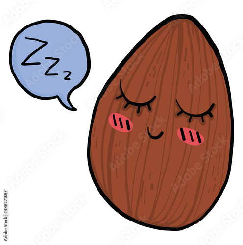 Sleeping almond, illustration, vector on white background
