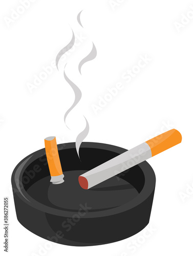 Cigarettes in ashtray, illustration, vector on white background