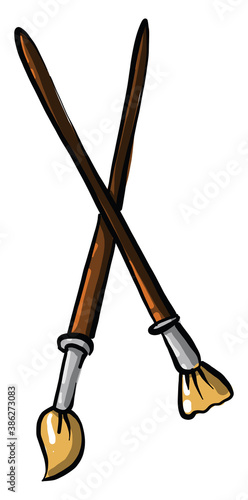 Two brushes, illustration, vector on white background