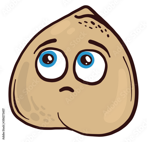 Worried chickpea, illustration, vector on white background