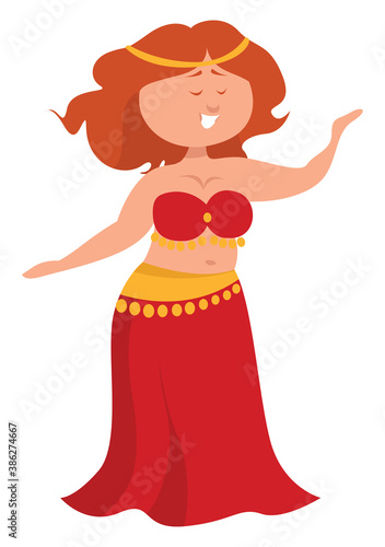 Belly dance girl, illustration, vector on white background