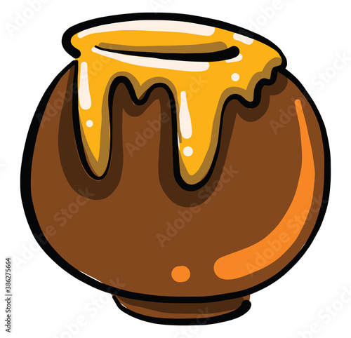 Honey in a jug, illustration, vector on white background