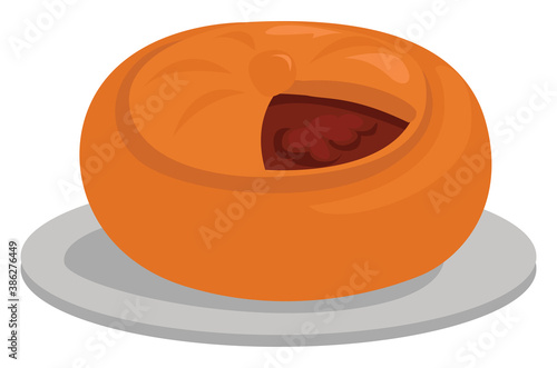 Meat pie, illustration, vector on white background