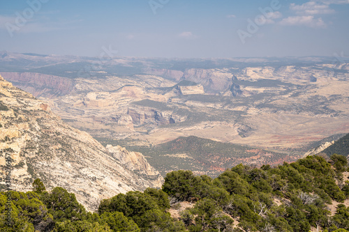 Hazy sky view of the canyon area of Dinosaur National Monument in Colorado