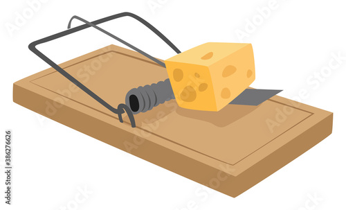 Mouse trap, illustration, vector on white background