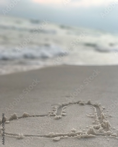 beautiful sand heart on Florida beach