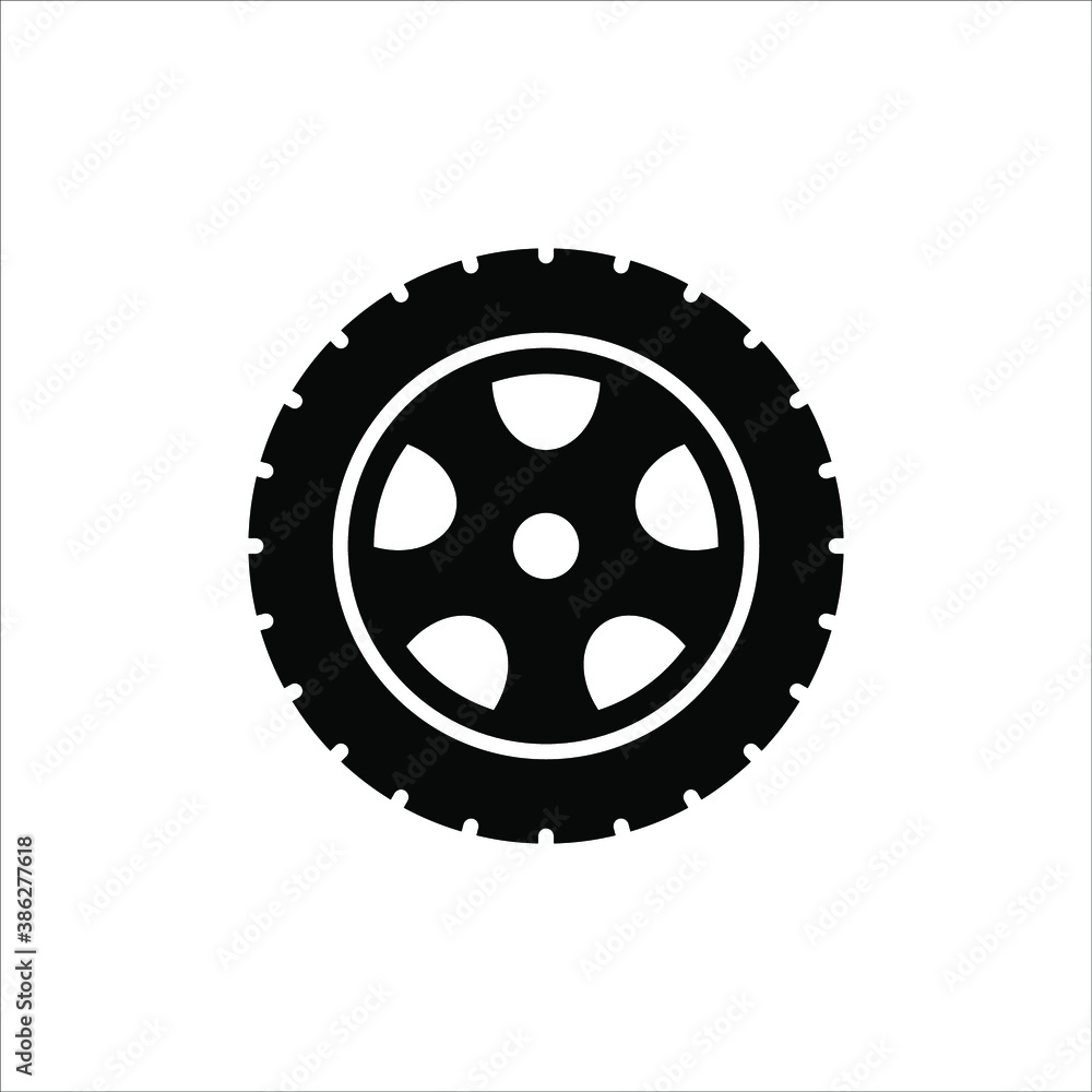 Tire black vector icon illustration on white backgrond Tire black vector icon illustration on white backgrond